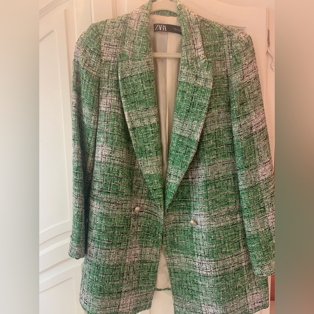 ZARA - Green tweed blazer